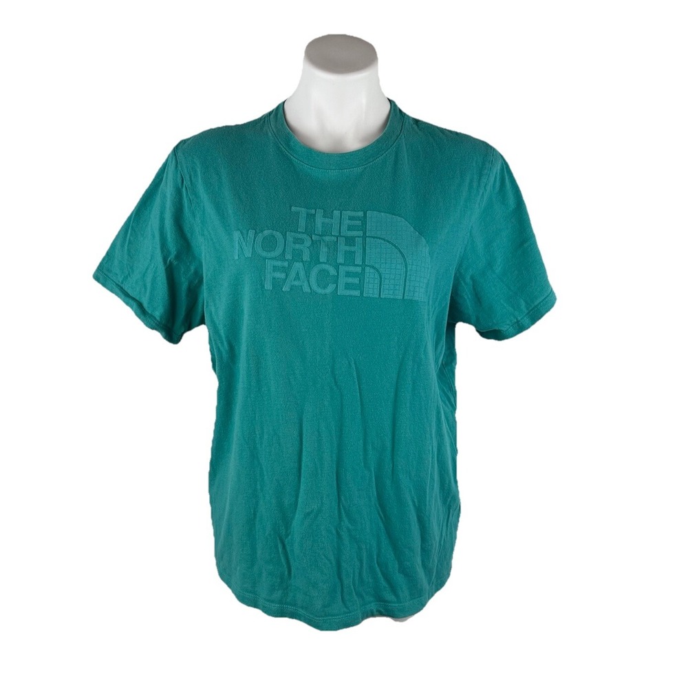 The North Face Teal Green Graphic Short‎ Sleeve T-Shirt Tonal Logo Womens XL